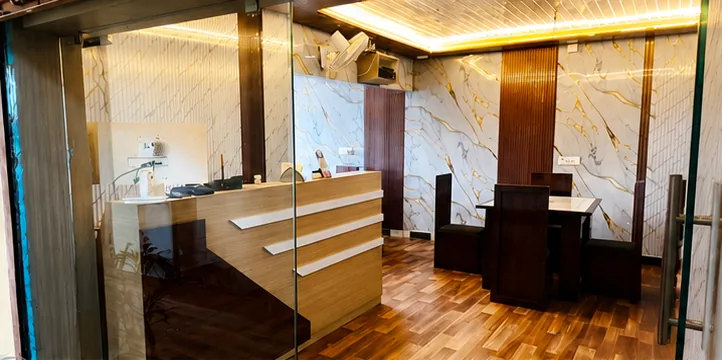 Reception counter and seating